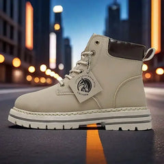 2025 High Top Boots Men Leather Shoes Fashion Motorcycle Ankle Boots Men's Winter Boots Man Shoe Basketball Lace-Up Botas Hombre