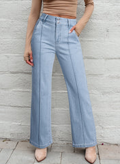 Women'S Casual Wide Leg Jeans Boyfriend Baggy High Waist Denim Pants with Pockets