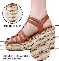 Wedge Sandals for Women Platform Shoes with Soft Hollow Open Toe Espadrille Summer Shoes Ankle Strap Comfortable Outdoor Platform Sandal