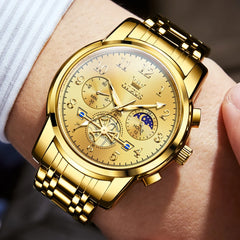 Watches for Men Classic with Date Business Dress Luxury Digital Gold/Black/Blue Waterproof Luminous Mens Wrist Watches Analog Two Tone Stainless Steel Male Reloj Para Hombre