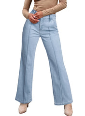 Women'S Casual Wide Leg Jeans Boyfriend Baggy High Waist Denim Pants with Pockets