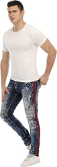 Jeans for Men Skinny Jeans Men Ripped Distressed Denim Jeans Destroyed Slim Fit Jeans Elastic Cool Denim Pants Blue Red