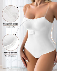 Strapless Shapewear Bodysuits for Women plus Size Tummy Control Shapewear Thong Bodysuit with Built in Bra Seamless Sculpting Body Shaper