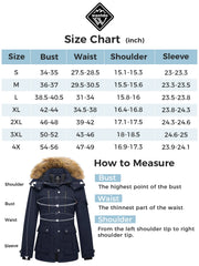 Women'S Winter Coat Thicken Hooded Winter Jacket Quilted Waterproof Jacket Navy M