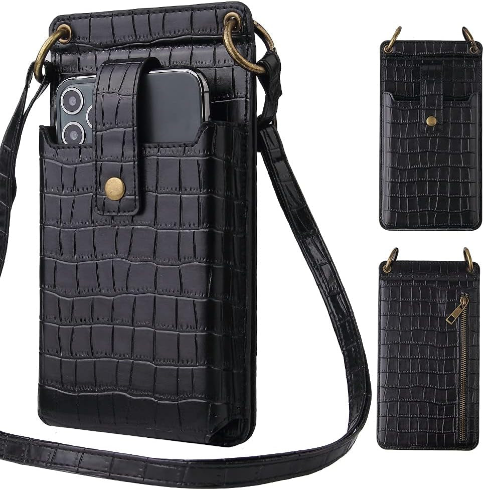Lightweight Crossbody Phone Bag for Women Crocodile Pattern One-Shoulder Mobile Phone Bag, Cross-Body Long Card Wallet