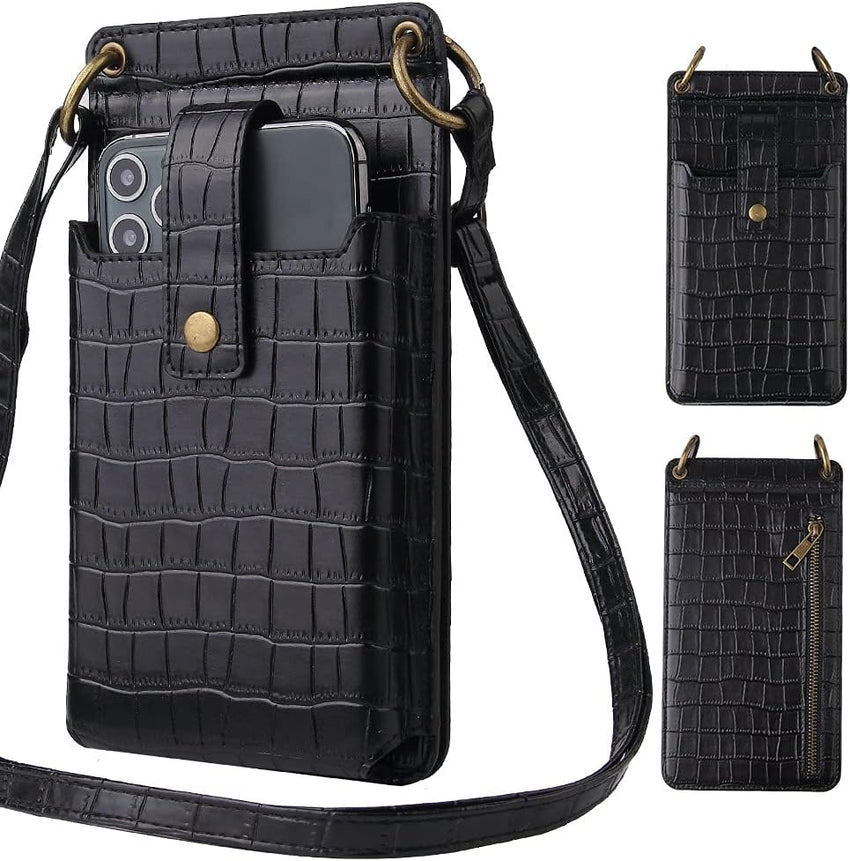 Lightweight Crossbody Phone Bag for Women Crocodile Pattern One-Shoulder Mobile Phone Bag, Cross-Body Long Card Wallet