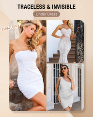 Strapless Shapewear Bodysuits for Women plus Size Tummy Control Shapewear Thong Bodysuit with Built in Bra Seamless Sculpting Body Shaper