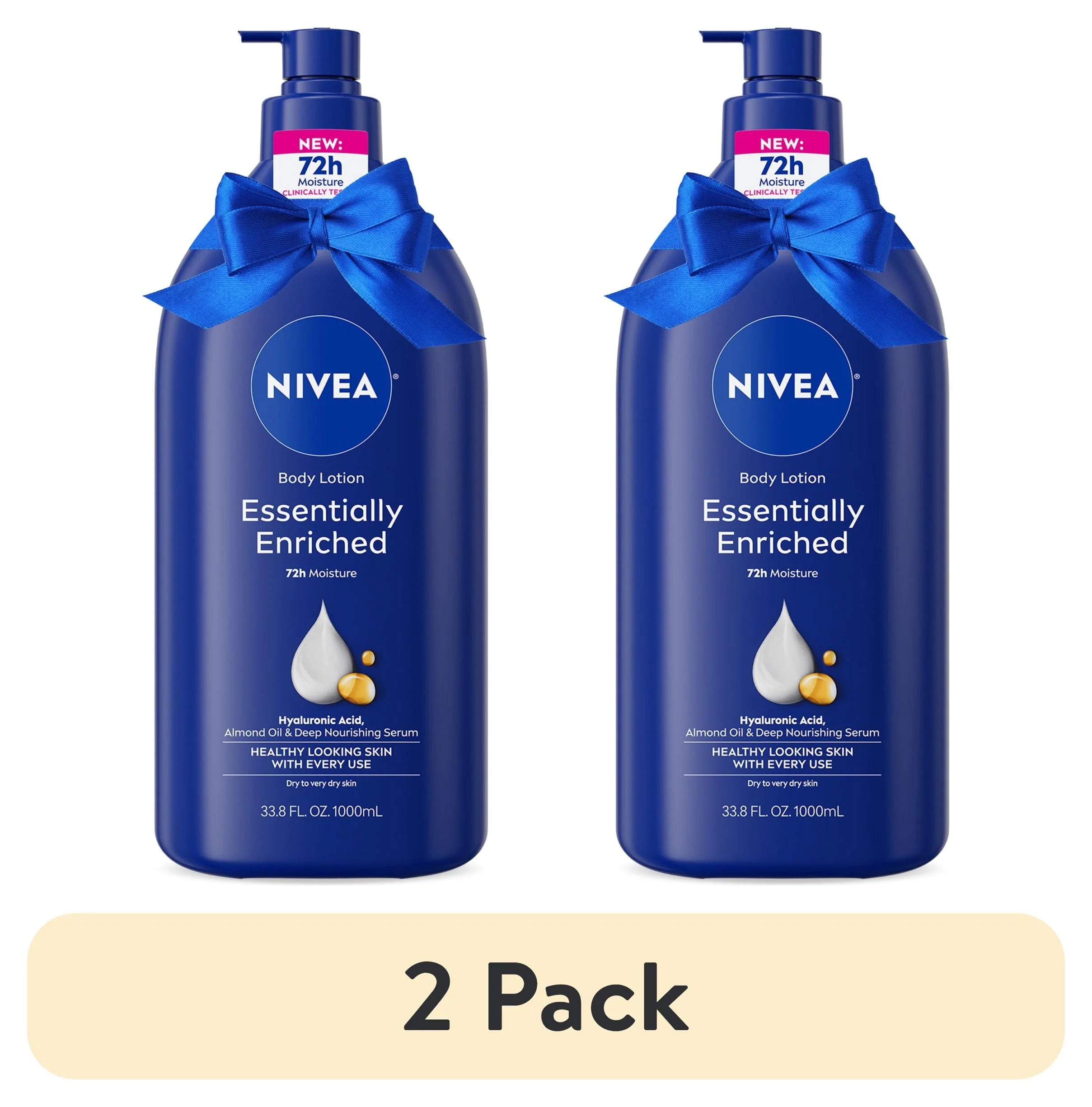 (2 Pack)  Essentially Enriched Body Lotion with Hyaluronic Acid and Almond Oil, Holiday Gifts, 33.8 Fl Oz