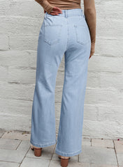 Women'S Casual Wide Leg Jeans Boyfriend Baggy High Waist Denim Pants with Pockets