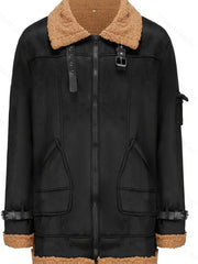 2024 winter men's thickened thermal lapel winter jacket medium and long thick coat fleece coat coat