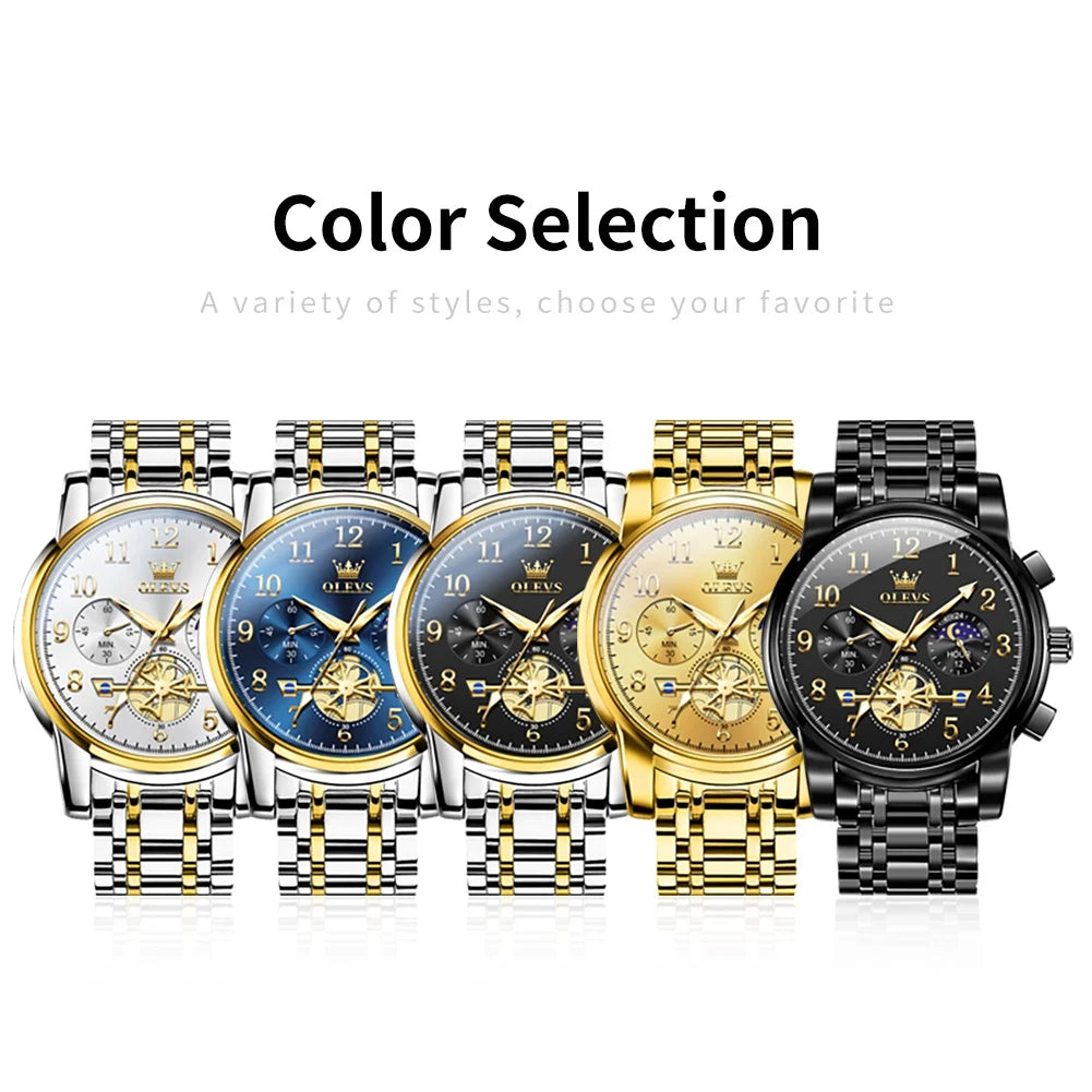 Watches for Men Classic with Date Business Dress Luxury Digital Gold/Black/Blue Waterproof Luminous Mens Wrist Watches Analog Two Tone Stainless Steel Male Reloj Para Hombre