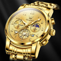 Watches for Men Classic with Date Business Dress Luxury Digital Gold/Black/Blue Waterproof Luminous Mens Wrist Watches Analog Two Tone Stainless Steel Male Reloj Para Hombre