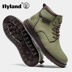 FLYLAND Fashion Men‘s Chukka Boots Casual Handmade Genuine Leather Men Shoes Anti-Slip Male Ankle Boot