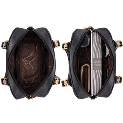 Small Top Handle Purse for Women Crossbody Satchel Handbag Barrel Bag, Black