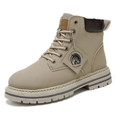 2025 High Top Boots Men Leather Shoes Fashion Motorcycle Ankle Boots Men's Winter Boots Man Shoe Basketball Lace-Up Botas Hombre