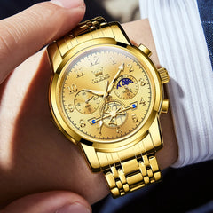 Watches for Men Classic with Date Business Dress Luxury Digital Gold/Black/Blue Waterproof Luminous Mens Wrist Watches Analog Two Tone Stainless Steel Male Reloj Para Hombre