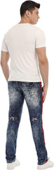 Jeans for Men Skinny Jeans Men Ripped Distressed Denim Jeans Destroyed Slim Fit Jeans Elastic Cool Denim Pants Blue Red