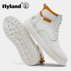 FLYLAND Fashion Men‘s Chukka Boots Casual Handmade Genuine Leather Men Shoes Anti-Slip Male Ankle Boot