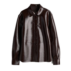 Women Fashion Burgundy Color Lapel Buttons Jackets Suits Elegant High Waist Solid Leather Mini Skirt Sets 2024 Lady Chic Outfits