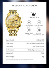 Watches for Men Classic with Date Business Dress Luxury Digital Gold/Black/Blue Waterproof Luminous Mens Wrist Watches Analog Two Tone Stainless Steel Male Reloj Para Hombre