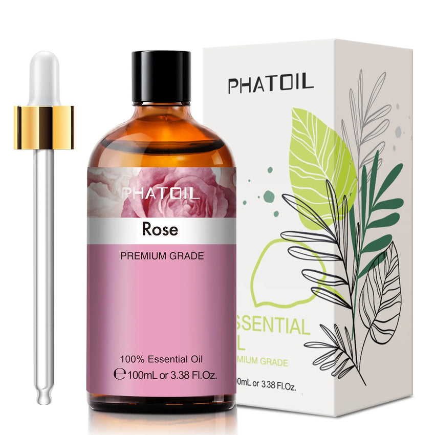 Rose Essential Oils 100% Pure Natural Perfect for Aromatherapy Diffusers, Humidifiers, Skin Care, Relaxation, Great for DIY Candle and Soap Making - 100Ml/3.38 Fl.Oz