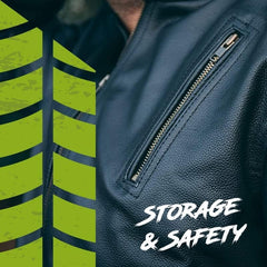 Leather Motorcycle Jacket with Armor for Men, Cafe Racer Genuine Leather Jacket for Weather Resistant Riding