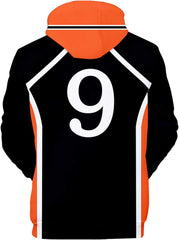 Karasuno Cosplay Sweatshirt Anime Hoodie for Men High School Loose Long Sleeve Pullover(9, XL)