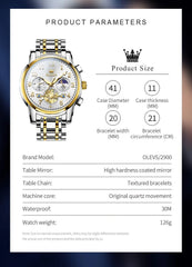 Watches for Men Classic with Date Business Dress Luxury Digital Gold/Black/Blue Waterproof Luminous Mens Wrist Watches Analog Two Tone Stainless Steel Male Reloj Para Hombre