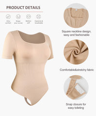 Bodysuits for Women - Body Shaper Tummy Control Bodysuit, Shapewear Bodysuits for Women,Square Neck plus Size