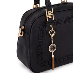 Small Top Handle Purse for Women Crossbody Satchel Handbag Barrel Bag, Black