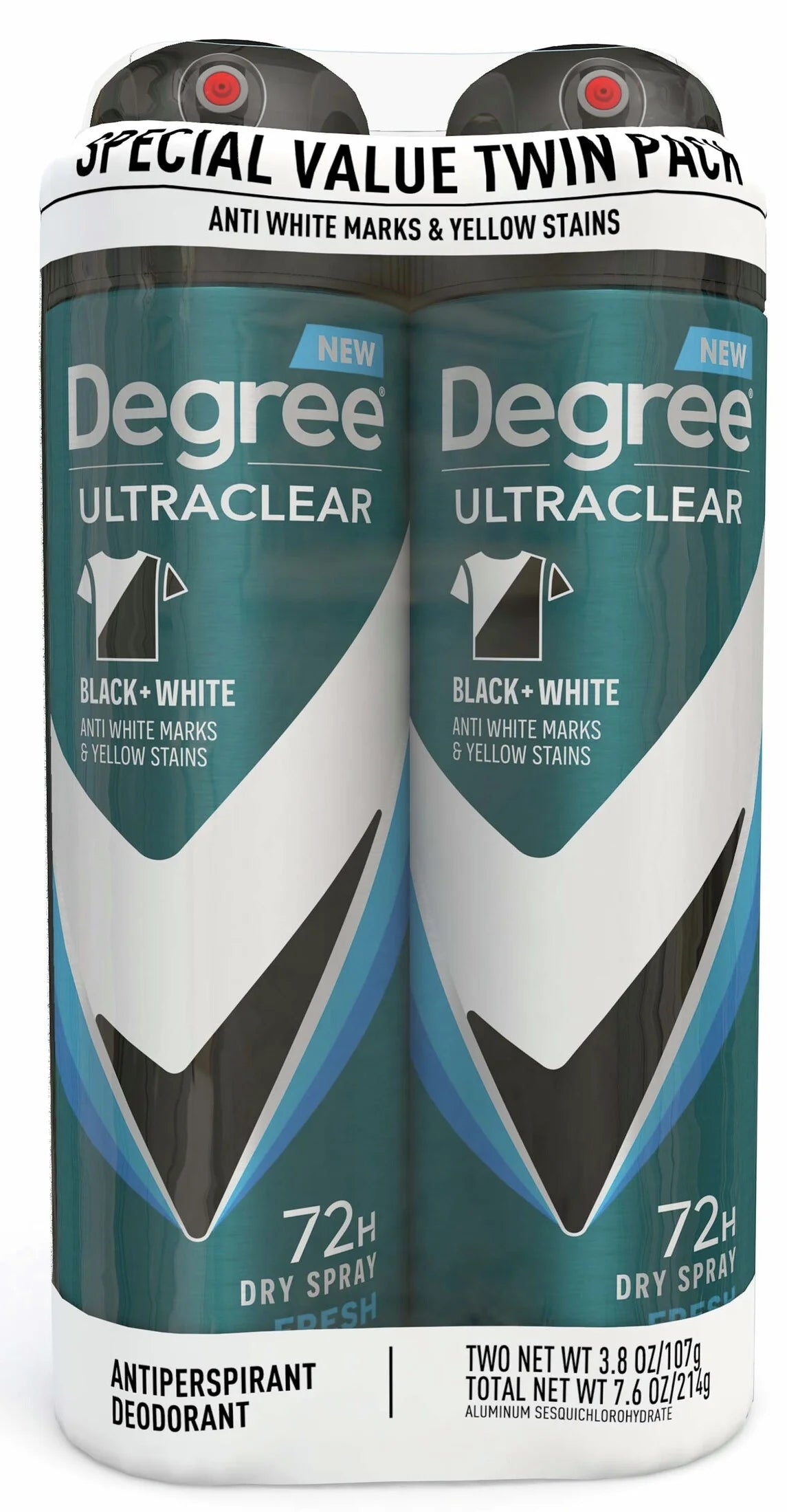 Ultra Clear Long Lasting Men'S Antiperspirant Deodorant Dry Spray Twin Pack, Fresh, 3.8 Oz