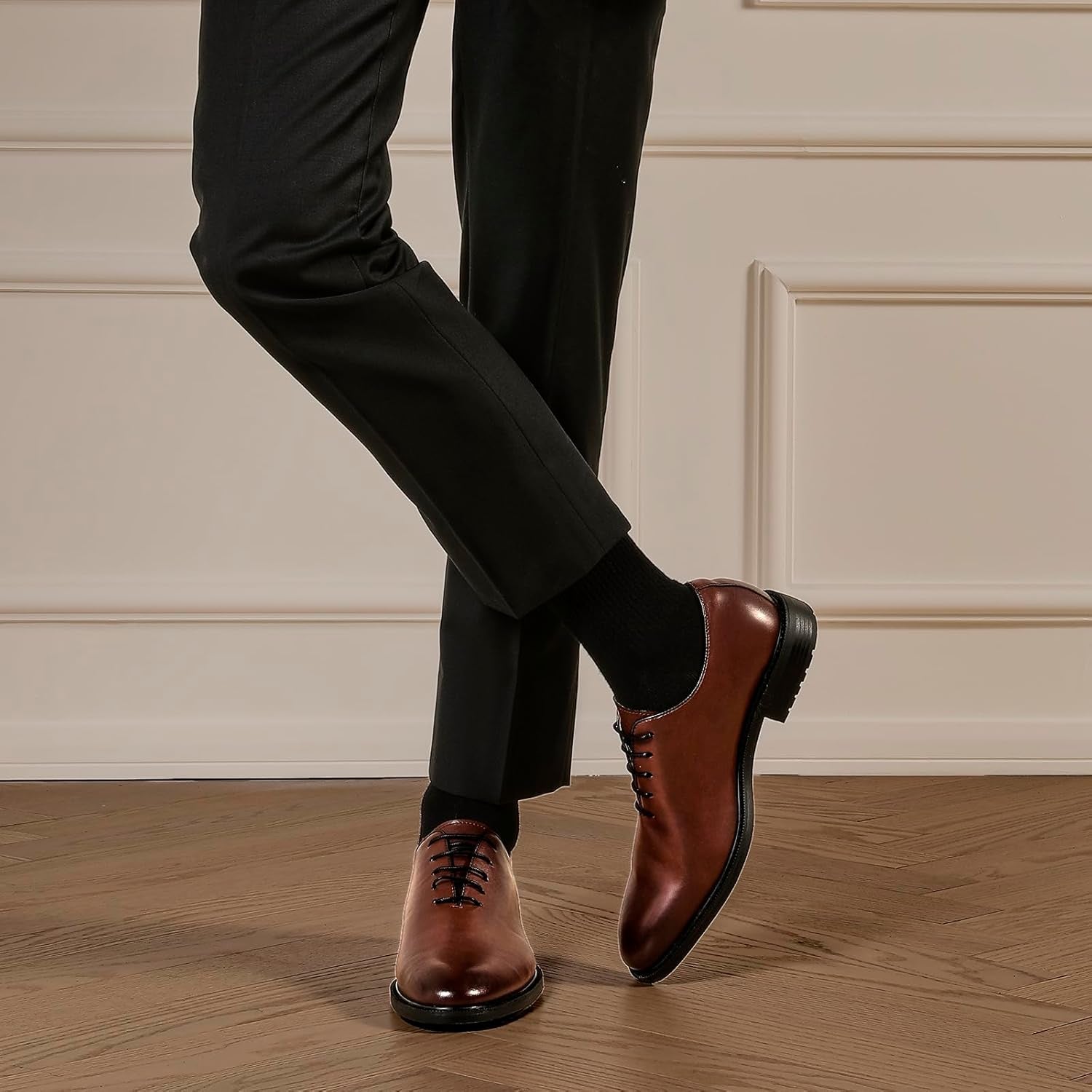 Classic Oxford Dress Shoes Mens Formal Business Lace-Up Full Grain Leather Shoes for Men