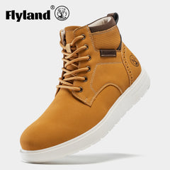 FLYLAND Fashion Men‘s Chukka Boots Casual Handmade Genuine Leather Men Shoes Anti-Slip Male Ankle Boot