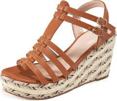 Wedge Sandals for Women Platform Shoes with Soft Hollow Open Toe Espadrille Summer Shoes Ankle Strap Comfortable Outdoor Platform Sandal