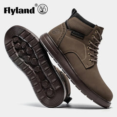 FLYLAND Fashion Men‘s Chukka Boots Casual Handmade Genuine Leather Men Shoes Anti-Slip Male Ankle Boot