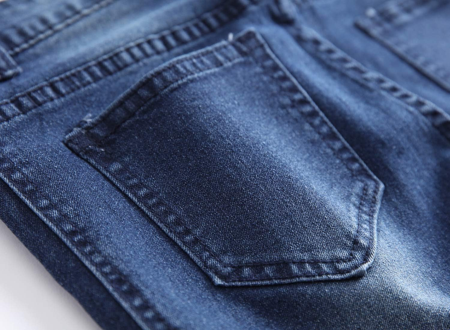 Boy'S Stylish Moto Biker Skinny Ripped Wrinkled Stretch Fit Denim Jeans