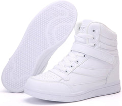 Womens High Top Sneakers with Hidden Wedge Heel Ankle Support 2 Inch Height Increase 80S Retro Casual Boots