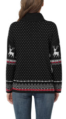 Women'S Turtleneck Sweater Long Sleeve Cozy Warm Casual Lightweight Soft Pullover Jumper Tops,Us Size,Christmas Elk Black,L