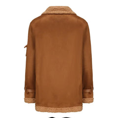 2024 winter men's thickened thermal lapel winter jacket medium and long thick coat fleece coat coat