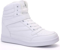 Womens High Top Sneakers with Hidden Wedge Heel Ankle Support 2 Inch Height Increase 80S Retro Casual Boots