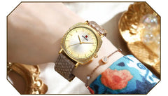 Women Watches Fashion Red Ladies Quartz Watch with Snake Pattern Genuine Leather Strap Simple Female Wristwatches