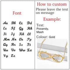 Personalized Infinity Name Necklace 18K gold plated Stainless Steel Choker Custom Necklaces&Infinity Pendant Friendship Necklace