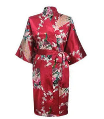Satin Silk Women Wedding Bridemaid Robe Sexy Crane Print Bathrobe Short Long Kimono Night Gown Robe Fashion Dressing Gown Female