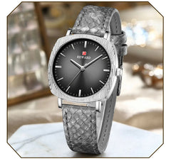 Women Watches Fashion Red Ladies Quartz Watch with Snake Pattern Genuine Leather Strap Simple Female Wristwatches