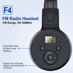Portable Wireless FM Radio Headphones , Rechargeable FM Radio Headset Receiver for Meeting, Daily Works, Hiking, Jogging