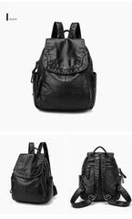 Women's Backpack White Washed Leather Backpack Female Small School Bags For Teenage Girls All-match Casual Travel Bag mochilitas