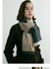 Knitted Gray Striped Scarf Warm Winter Male Female Couples 165*29cm