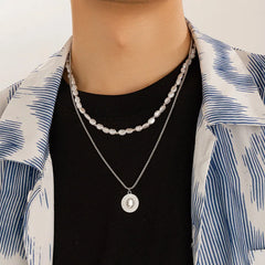 Tiger Eye Stone Beads with Sun Pendant Necklace for Men Trendy Accessories on the Neck Collar Fashion Jewelry Male Gift