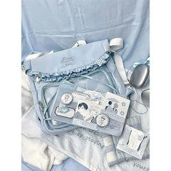 JIAERDI Aesthetic Japanese Style Itabag For Women Kawaii Large Capacity Schoolbag Harajuku Blue Bow Shoulder Bag Female Y2k Bag