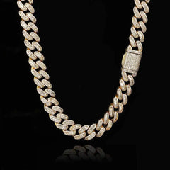 HOYON 15mm Zircon Stone Cuban Chain For Men Silver Plated Chain Neck Collares Fashion Hip Hop Jewelry